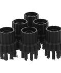 6 Piece Steam Cleaner Brush Head Replacement Kit With Durable Nylon Bristles detailed view of black nylon brush heads for deep scrubbing.