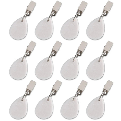 12 Piece Teardrop Marble Tablecloth Weights With Metal Clips White For Indoor Outdoor Use For Patio Picnic Garden Keeps Linens From Slipping And Adds Elegant Stone Look