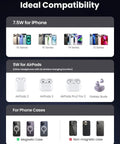 Compatibility chart for MagFlow 2in1 Magnetic Wireless Charging Stand Fast Charge For iPhone 17 16 15 14 13 12 Series And AirPods