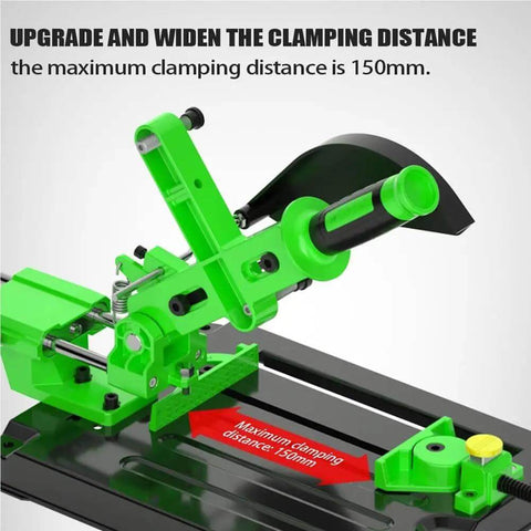 Universal Angle Grinder Stand Holder Mount Base For Woodworking Diy Cutting Support locks down tools, features 150mm clamping distance.