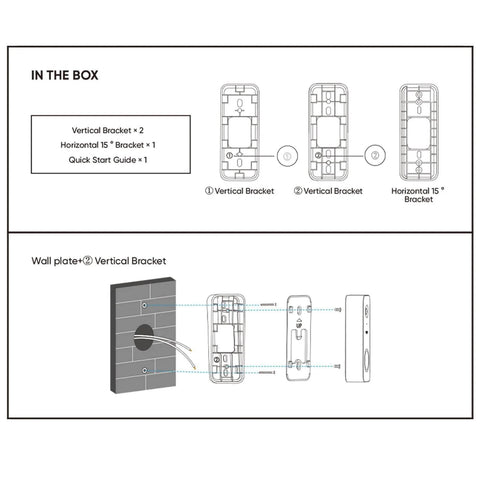 Wedge Kit For Wyze Video Doorbell V2 Only With Three Mounting Brackets Including One 15 Degree Horizontal Bracket And Two 7.5 Degree Vertical Brackets diagram