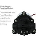 Stable pressure pump head design of the Ultra Quiet Self Priming RO Booster Pump optimized for 100 GPD flow.