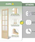 Comparison of preassembled 42x84 clear glass French interior door with spruce wood support vs other models