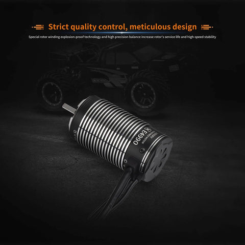 Dope Sensored Brushless RC Car Motor 1650KV For 3-8S LiPo, IP67 Waterproof, shown in front view
