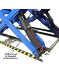 Px16a Scissor Alignment Lift And RJ8 Rolling Jacks Combo showing mechanical air actuated locking positions and steel frame for safety.