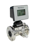 Heavy Duty Gas Flow Meter And Water Sensor Featuring Crisp Digital Readouts For Natural Methane Or Coal Gas Lines RV Heater Monitoring view of digital display and stainless steel design.
