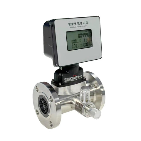 Heavy Duty Gas Flow Meter And Water Sensor Featuring Crisp Digital Readouts For Natural Methane Or Coal Gas Lines RV Heater Monitoring view of digital display and stainless steel design.