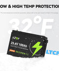 Compact 24V 100Ah LiFePO4 Battery With Built In 100A BMS And Low Temp Protection for trolling motors and RVs in snow