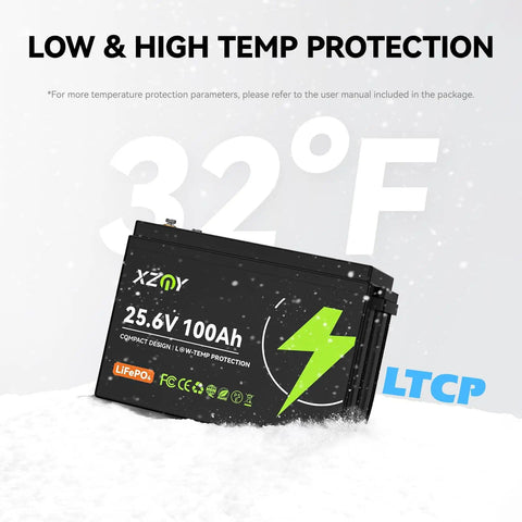Compact 24V 100Ah LiFePO4 Battery With Built In 100A BMS And Low Temp Protection for trolling motors and RVs in snow
