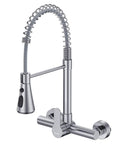 Hurran Wall Mount Kitchen Faucet, Commercial Utility Sink Faucet with flexible spring design and three spray modes.