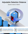 Background Suppression Diffuse Photoelectric Sensor With 10 To 350 Mm Range, 12 To 24 V DC, PNP Output, Color Insensitive Detection, Built For Tough Industrial Use, adjustable detection distance
