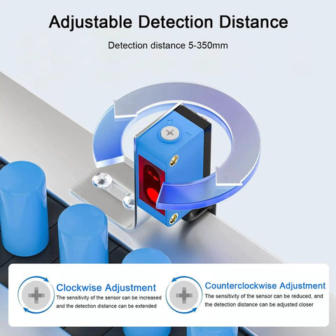 Background Suppression Diffuse Photoelectric Sensor With 10 To 350 Mm Range, 12 To 24 V DC, PNP Output, Color Insensitive Detection, Built For Tough Industrial Use, adjustable detection distance