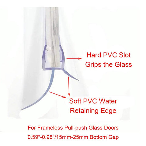 Frameless Shower Door Bottom Seal With Drip Rail For Glass Doors Twenty Seven Point Five Inch Long Sweep Tough Seal Strip with PVC slot