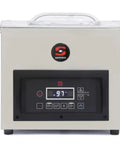 Top Shelf Countertop Vacuum Packing Machine With 13 Inch Sealing Bar And 560 Cfm Sensor Pump For Slamming Freshness Tight On Every Batch Of Kitchen Meal Prep Essentials, stainless steel unit with control panel.