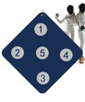 Wall Mounted Archery Style Fencing Target For Saber Foil And Epee Training With Five Bullseye Zones in dark blue