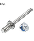 Pack Of 3 Beefy Steel Landing Gear Axles For RC Planes, 0.2 Inch Diameter By 2.4 Inch Length, M8 Threaded Wheel Drive Shafts With Nuts
