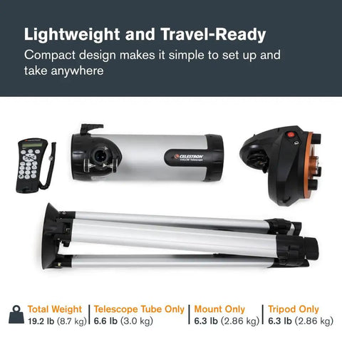 Components of Beginner Friendly Computerized Newtonian Telescope With GoTo Mount 114mm Reflector Full Height Tripod displayed
