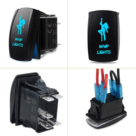 2Pack 5 Pin SPST Rocker Switch Kit With Jumper Wires 12V 20A On Off Momentary Toggle For Polaris Ranger RZR UTV Winch Boat Marine Lights