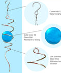 Spinning Gazing Ball With Spiral Tail 11 Inch Tail And 2 Inch Blue Glass Orb Wind Spinner Stabilizer With Swivel Hook Sun Catcher Rainbow Maker For Garden Or Indoor Outdoor Decor 13 Inch Height, blue glass orb with stainless steel spiral and S hook