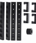 High Precision Zinc Alloy Sliding Rail And Toothed Gear Set For DIY Robotics, black rail and gear kit with brackets