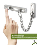 Brushed Stainless Steel Sliding Gate Latch Lock With Auto Spring Catch Rock Solid Security For Wooden Yard Gates Built Tough, showing finger pressing safety buckle.