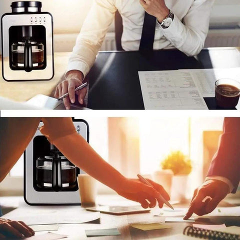 All In One Coffee Maker With Built In Two In One Grinder on office desk with people working nearby