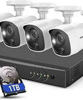 Dope 8 Channel 3K Lite AI DVR Security System With Human And Vehicle Detection, H.265+, Audio, And Four 1080P Cameras with 1TB HDD