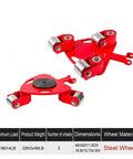 Industrial Heavy Duty Furniture Movers With Reinforced Steel Base And Dual Switchable Casters For Smooth 360 Degree Swivel Rolling, red design with steel wheels.