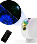 Galaxy Projector Night Light With Remote, Nine Lighting Modes, 4000mAh Battery, showcasing nebula and star patterns projection.