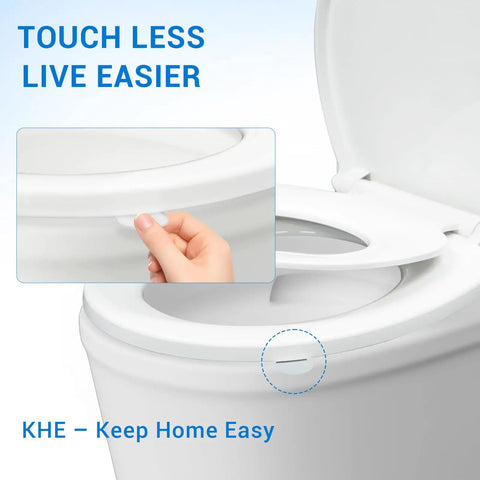 Elongated Toilet Seat With Quiet Soft Close Lids And Integrated Child Seat Featuring No Sweat Touchless Handle Design In Crisp White For Smooth Hassle Free Bathroom Comfort