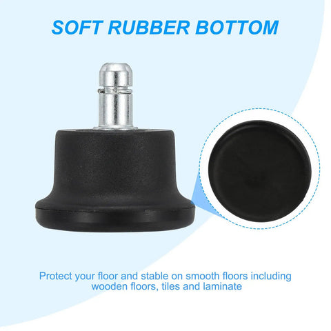 Top Shelf Low Profile Office Chair Glides With Solid Rubber Bottoms No Hassle Stationary Casters For Desk Stools Loaded With Traction Floor Savers Upgraded Silent Glide Pack Of Five showing soft rubber bottom for floor protection.