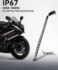 12V Waterproof White LED Light Strip Kit for Cars, Motorcycles, Golf Carts and Boats, 32cm 5050 18SMD, shown on motorcycle.