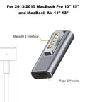 Magnetic USB C T Tip Charging Adapter with Two Heads For Type C 100W Fast Charging for 2013-2015 MacBook Pro and Air
