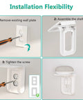 Installation steps for Outlet Shelf Wall Holder 2 Pack For Duplex Outlets Space Saving Bath And Kitchen Organizer No Fuss Install.
