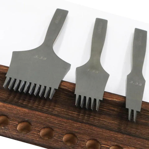 Leather Craft French Angled Chisel Set For Hole Punching And Lacing Stitching High Speed Steel Tools with 3.38mm size on wood