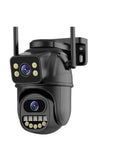 Top Tier 4K 8MP Dome Security Camera Featuring 5X Digital Zoom And Hella Crisp 85 Degree Viewing Angle For Seamless Indoor Outdoor Surveillance With A Rock Solid 360 Horizontal Rotation mounted on a wall with a black finish.