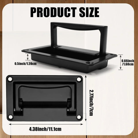 Recessed Pull Handle For Drawers Doors And Toolboxes Black Zinc Alloy 4.38 X 2.76 Inch with measurements shown