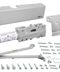 4400 Series Cast Iron Door Closer Grade 1 Built Tough Multi Mount Adjustable Size 1 to 6 ADA Compliant UL Listed Aluminum Construction Smooth Quiet Close with Latching and Backcheck components on white background