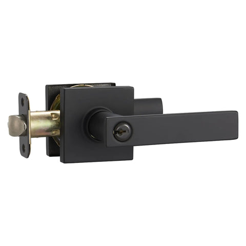 Contemporary Matte Black Entry Door Lever With No Fuss Easy Installation Reversible Handle Fits 1 3/8 To 1 3/4 Inch Doors