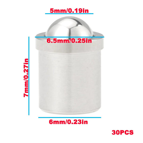 30 Piece 6x7mm Ball Point Spring Plungers 304 Stainless Steel For Indexing Positioning And Detent Tasks In Jigs Fixtures And CNC Tooling: 6mm x 7mm