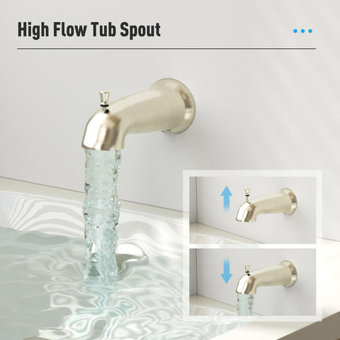 Tub And Shower Faucet Set With Dual Shower Heads, Matte Black, Four-Way Valve, Single Lever Control Trim Kit with high flow tub spout