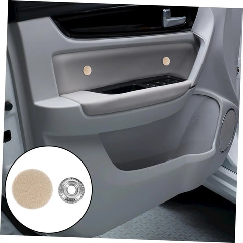 Beige Car Roof Headliner Repair Kit With Snap Rivet Pins And Retainers, shown installed on car interior ceiling panel