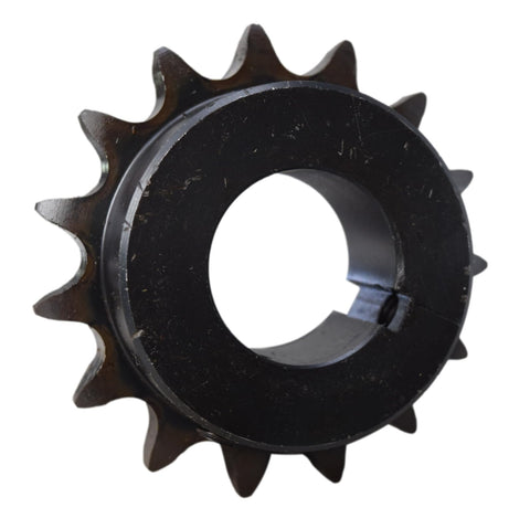 Beefy 50 Pitch ANSI Roller Chain Sprocket With 15 Teeth And One And One Quarter Inch Bore Built Tough From Carbon Steel Heat Treated Teeth Includes Two Set Screws And One Quarter Inch Keyway For Reliable Drive