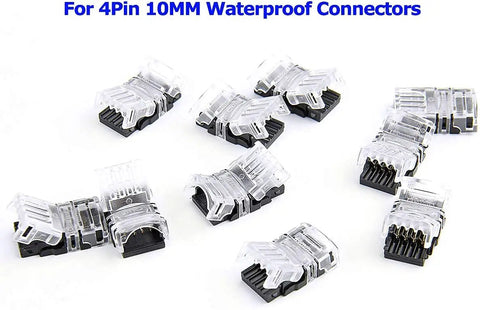 10 Pack 4 Pin Waterproof LED Strip Connector For 10mm RGB 5050 Strips No Soldering Quick Wire Connection Without Stripping