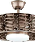 Bladeless Ceiling Fan With Lights Reversible Low Profile Fandelier With Remote Control And Three Color LED Light In Brown Finish