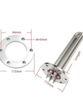 Workhouse 380V Electric Immersion Heating Rod Stainless Steel Water Heater Element 115mm Round Flange measuring 115mm.