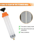 Heavy Duty 500CC Auto Fluid Extractor Pump With Reinforced Suction Hose For Quick No Sweat Oil Drains Grease Pull Coolant Swap And Fuel Transfer On Cars Trucks Rvs And Boats with clear graduated scale.