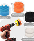 145 Piece 3 Inch Sanding and Polishing Kit with assorted foam pads and drill attachment for headlight restoration.