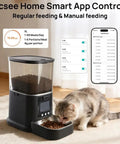 Automatic Cat Feeder With HD Camera And Two Way Video Chat Powered By 5G WiFi For Live Pet Monitoring Plus 5 Liter Food Storage, feeding cat.