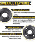 Two black metal angle grinder flange components from a 7-piece nut and flange wrench set; circular flanges with central holes